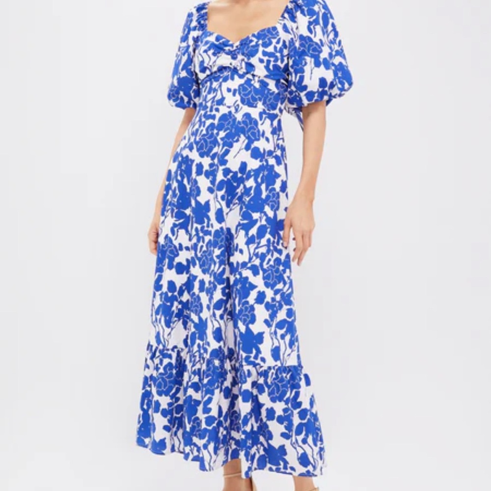 Tuckernuck Hyacinth House Blue Floral Seaport Midi Dress